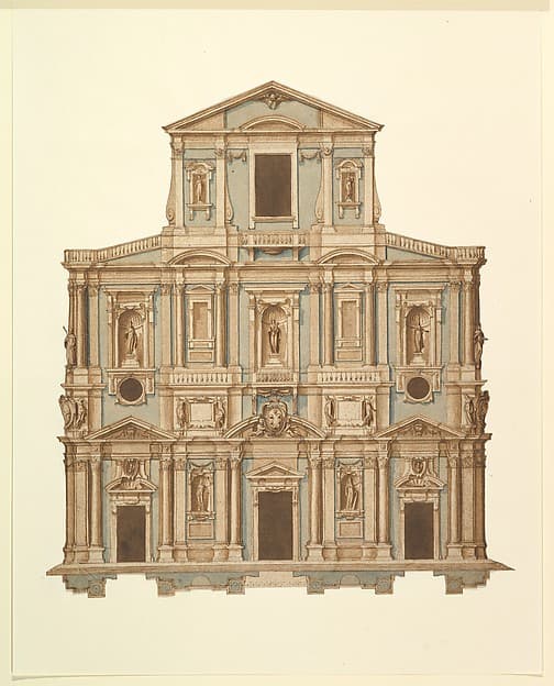 Drawing for Buontalenti's Model for the Facade of S. Maria del Fiore of Florence, by Cigoli (Ludovico Cardi)