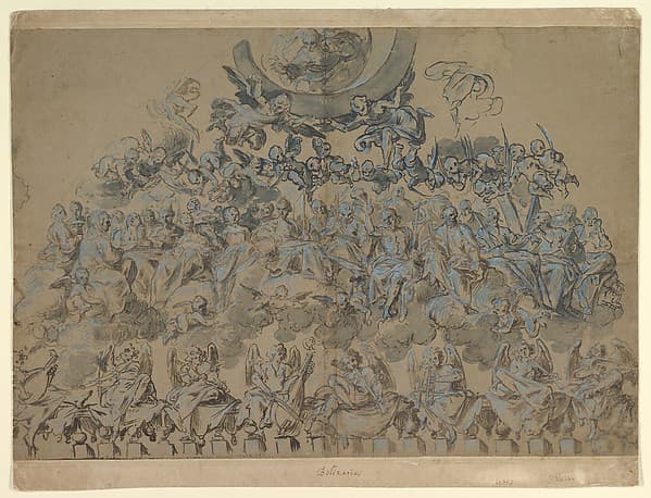 Study for the Decoration of an Apse: Saints and Angels in Glory with God the Father Above, by Belisario Corenzio