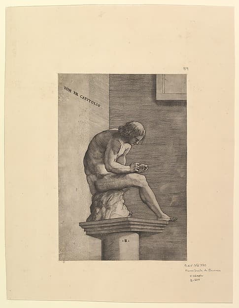Man Removing a Thorn from his Foot, from "Speculum Romanae Magnificentiae", by Marco Dente