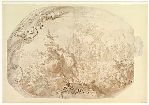 Study for Emperor Heraclius Carrying the Cross into Jerusalem, by Gregorio de' Ferrari
