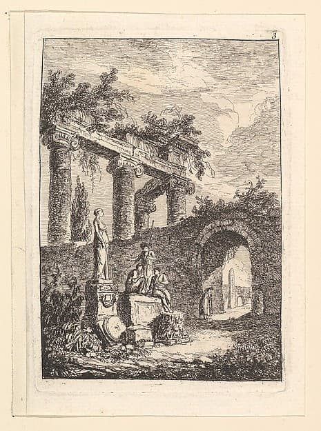 La Statue en Avant les Ruines, by Hubert Robert