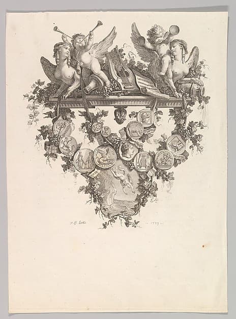 Vignette with Sphinxes and Putti, by Jean-Baptiste Huet I