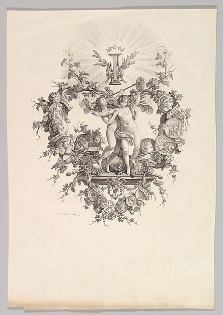 Vignette with Two Nymphs, by Jean-Baptiste Huet I
