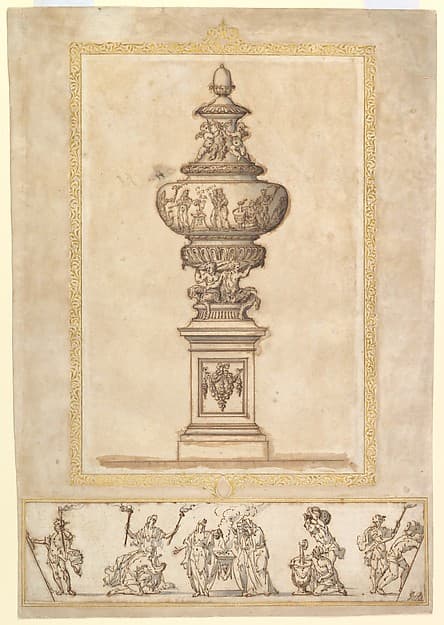 Study of an Urn; Study for the Frieze Decoration around the Urn, by Edward Pierce (Pearce) II