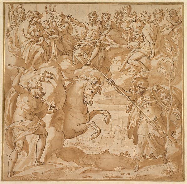 The Contest Between Athena and Poseidon for the Possession of Athens, by Cesare Nebbia