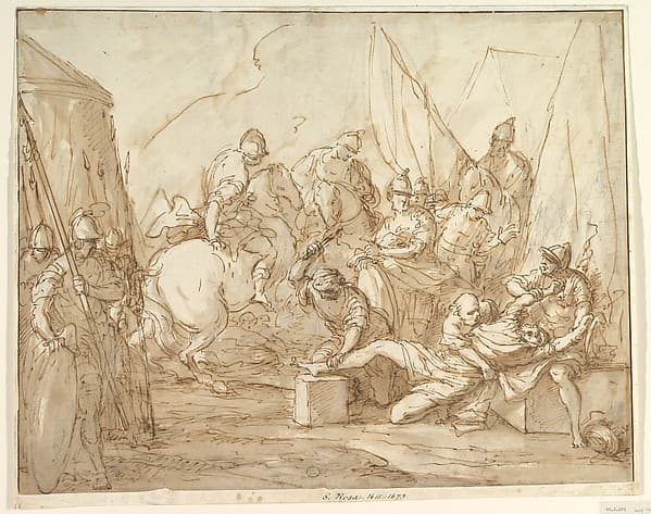 Scene from Ancient History or Mythology: Theseus Punishing Procrustes (?), by Giuseppe Piattoli