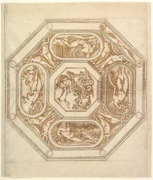 Design for an Octagonal Ceiling (or Dish?), by Ottavio Strada