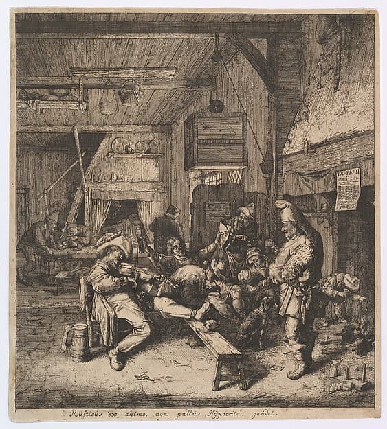 The Violin Player Seated in the Inn, by Cornelis Dusart