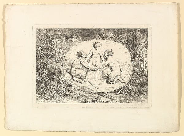 Nymph Supported by Two Satyrs, by Jean Honoré Fragonard