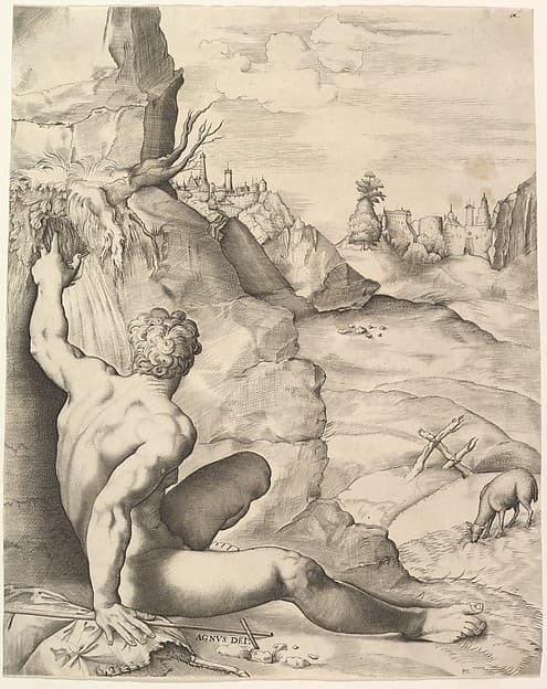 John the Baptist in the Wilderness, by Giulio Sanuto