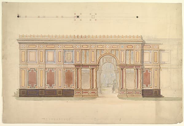 Elevation and Cross-Section of of Gallery Wall, by John Gregory Crace