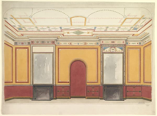 Design for a room with two fireplaces, by John Dibblee Crace