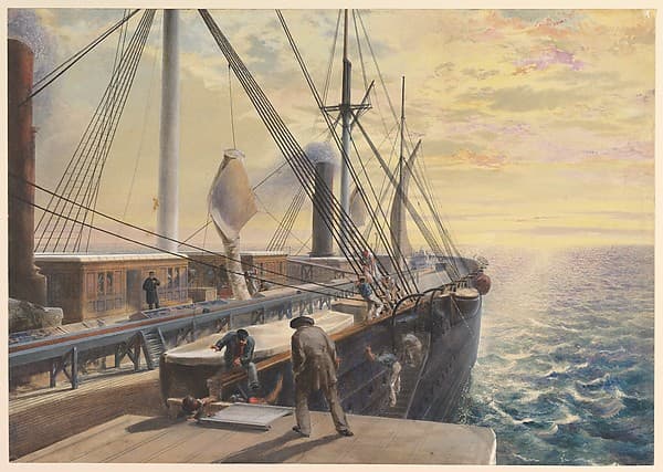 View, Looking Aft, from the Port Paddle Box of the Great Eastern, Showing the Trough for the Cable, etc., by Robert Charles Dudley