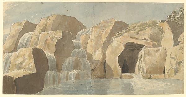 Design for rock-work and cascades at Virginia Water, Windsor Great Park (recto). Rock-work Designs (verso), by Thomas Sandby