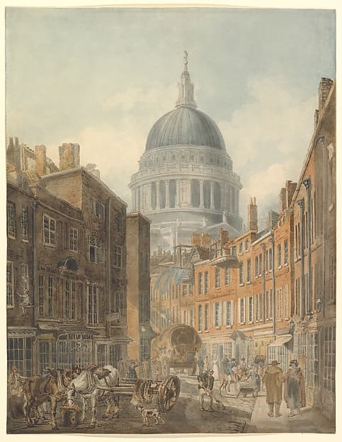 St. Paul's Cathedral, from St. Martin's-le-Grand, by Thomas Girtin