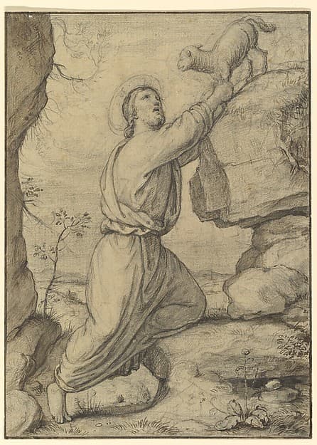 The Good Shepherd (recto); Cloud Studies (verso), by Friedrich Olivier