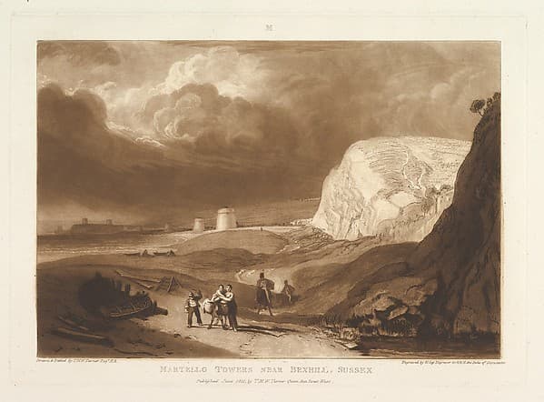 Martello Towers near Bexhill, Sussex, part VII, plate 34 from "Liber Studiorum", by Joseph Mallord William Turner