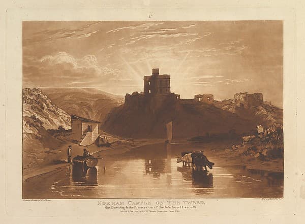 Norham Castle on the Tweed, part XII, plate 57 from "Liber Studiorum", by Joseph Mallord William Turner