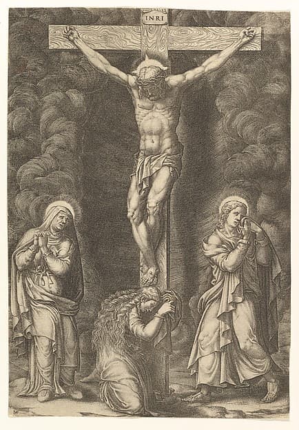 The Crucifixion with the Virgin, the Magdalen, and St. John, by Giorgio Ghisi