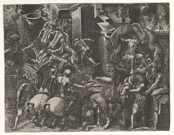The Fall of Troy and Escape of Aeneas, by Giorgio Ghisi