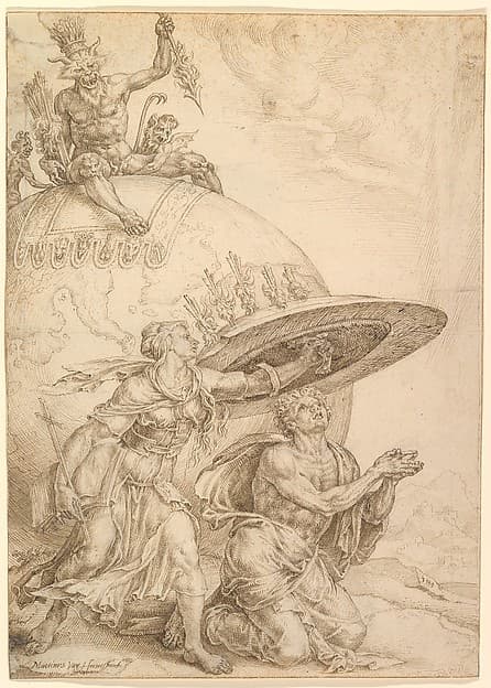 Man Protected by the Shield of Faith, by Maarten van Heemskerck