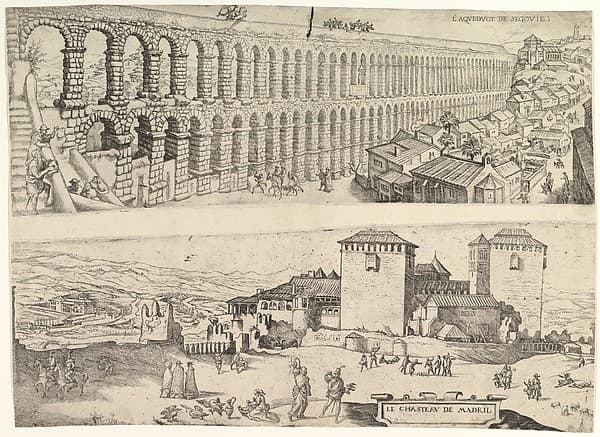 The Aqueduct at Segovia and The Castle of Madrid, by Jan Cornelisz Vermeyen