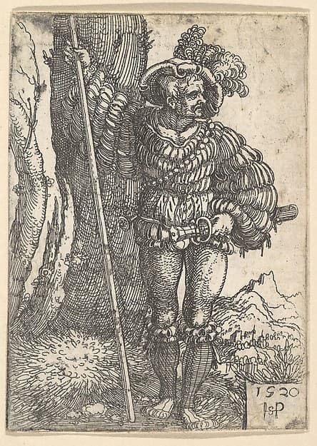 A Lansquenet Standing by a Tree, by Sebald Beham