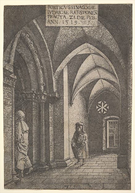 The Entrance Hall of the Regensburg Synagogue, by Albrecht Altdorfer