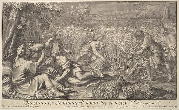 Reapers of grain, by Giovanni Girolamo Frezza