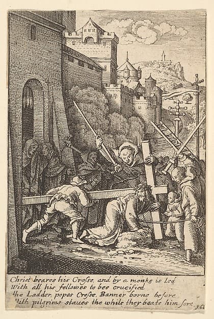 Carrying the cross, by Wenceslaus Hollar