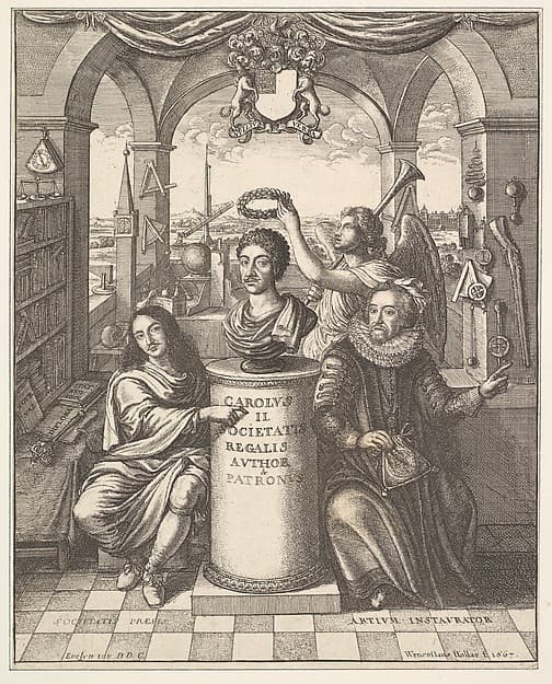 Frontispiece from Thomas Sprat's "The History of the Royal Society of London", by Wenceslaus Hollar