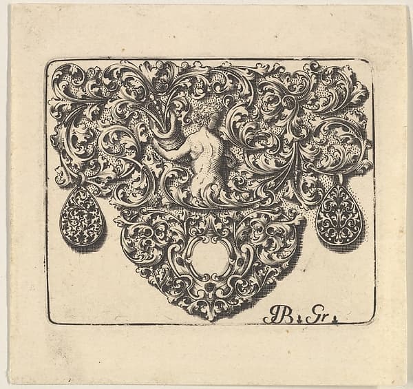 Goldsmiths Ornament with a Young Man Holding a Cornucopia, by Giovani Battista Grondoni