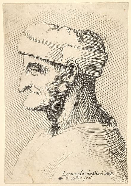 Head of an old man wearing cap in profile to left, by Wenceslaus Hollar