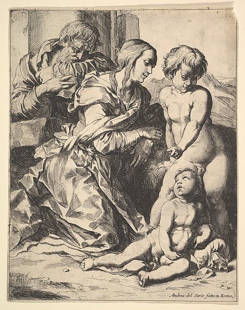 Virgin kneeling before Christ, by Pierre Brebiette