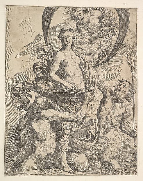 Jupiter, Pluto, and Neptune Offering their Riches to Fortune, by Pierre Brebiette