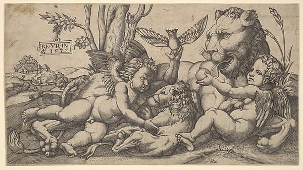Putti and Lions, by Master FG