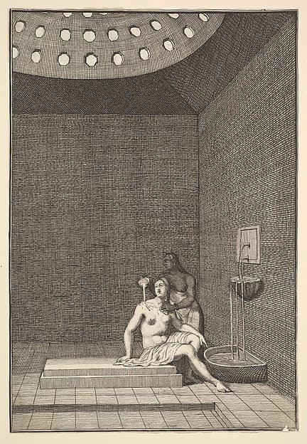 A Turkish Bath (Aubry de La Mottraye's "Travels throughout Europe, Asia and into Part of Africa...," London, 1724, vol. I, pl. 10), by William Hogarth