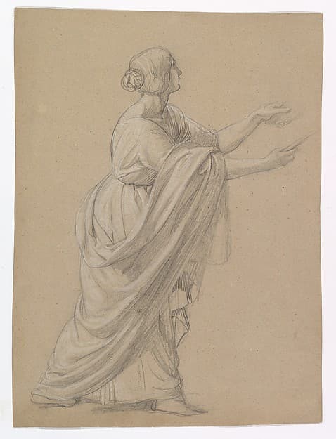 Study of a Woman Walking to the Right, by Wilhelm Schadow