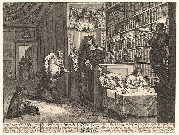 Hudibras and the Lawyer (Twelve Large Illustrations for Samuel Butler's Hudibras, Plate 12), by William Hogarth