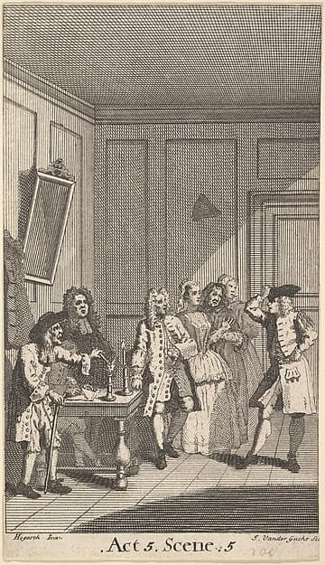 Frontispiece to Moliere's "L'Avare" (The Miser), by John Vandergucht