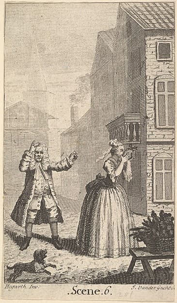Frontispiece to Moliere's "Sganarelle, ou le Cocu Imaginaire" (The Imaginary Cuckold), by John Vandergucht