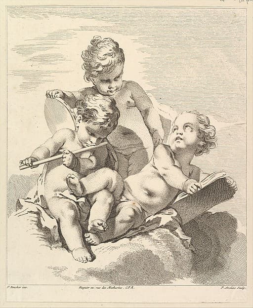 Three Loves with Musical Instruments, by Pierre Alexandre Aveline