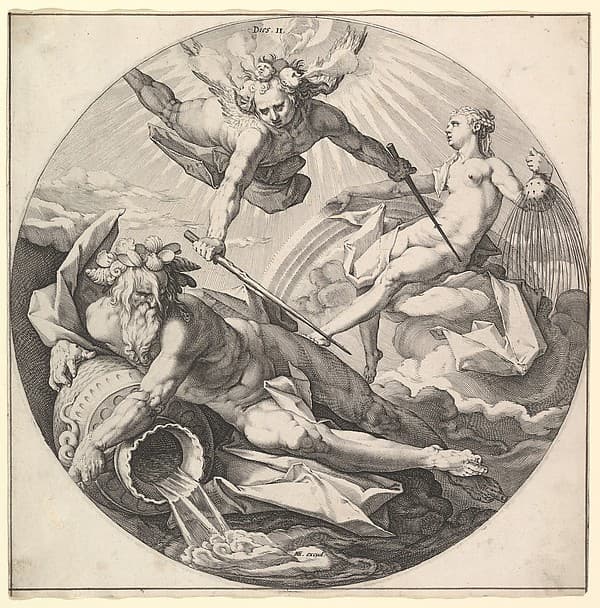 The Second Day (Dies II): The Division of the Waters, plate 2 from "The Creation of the World", by Jan Muller