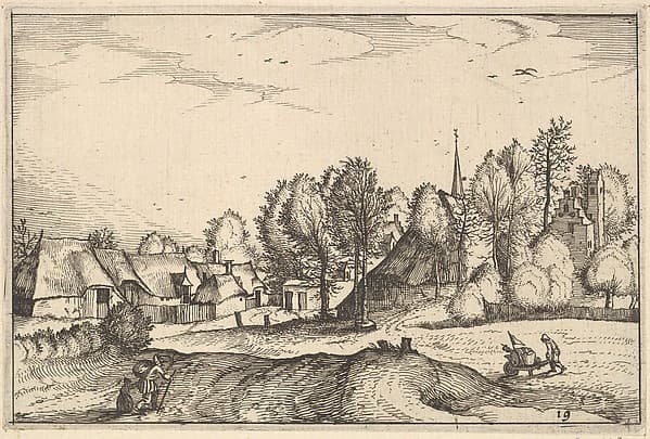 Road into a Village, plate 19 from "Regiunculae et Villae Aliquot Ducatus Brabantiae", by Claes Jansz. Visscher