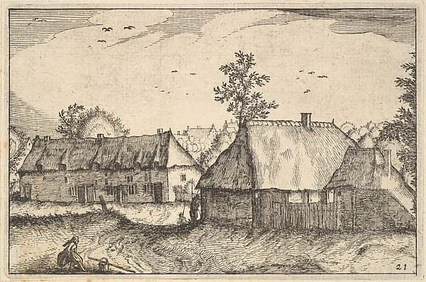 Large Sheds, plate 21 from "Regiunculae et Villae Aliquot Ducatus Brabantiae", by Claes Jansz. Visscher