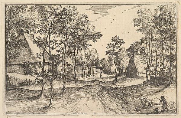 A Village Road, plate 14 from "Regiunculae et Villae Aliquot Ducatus Brabantiae", by Claes Jansz. Visscher