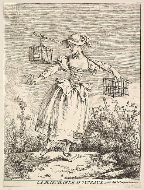 La marchande d'oyseaux (The Bird Merchant), by Jacques Gabriel Huquier