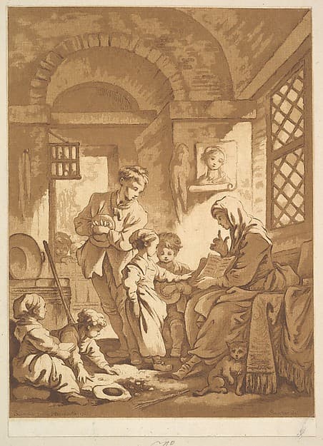 Two Women with Children, by Jean Claude Richard, Abbé de Saint-Non