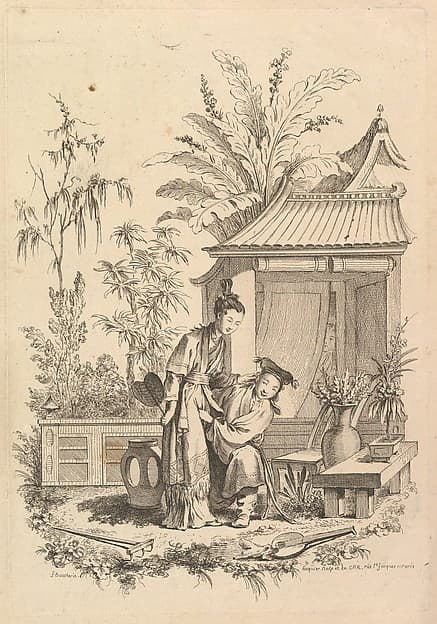 Chinoiserie scene with figures in a landscape, by Gabriel Huquier