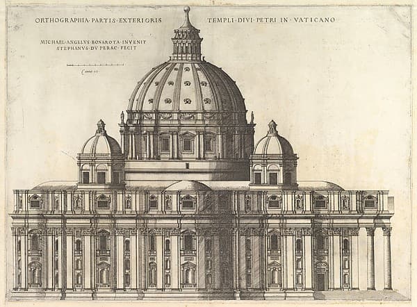 Elevation Showing the Exterior of Saint Peter's Basilica from the South as Conceived by Michelangelo (published in 1569), from "Speculum Romanae Magnificentiae", by Etienne DuPérac